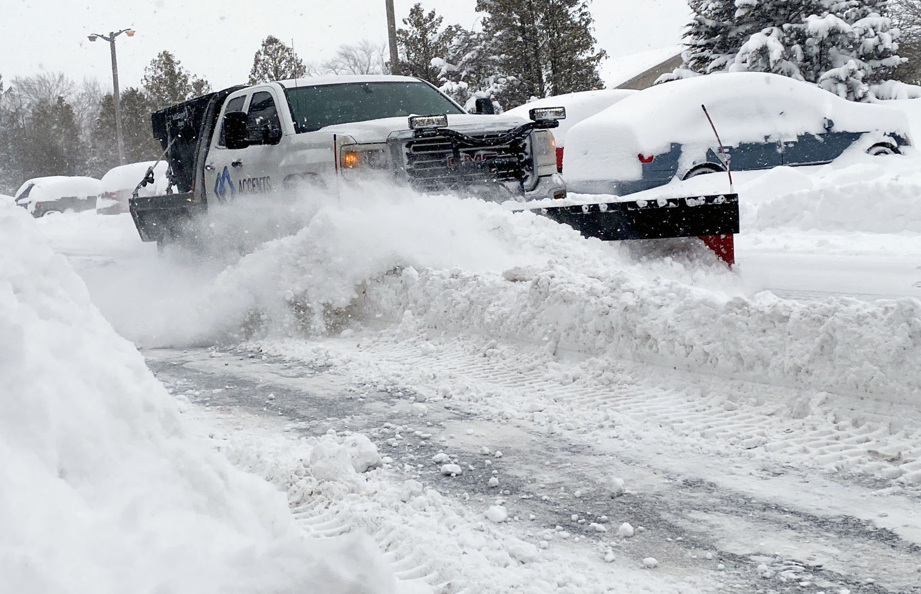 Snowplow parking lot
